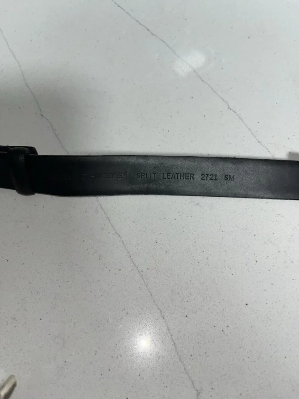 Chico's Adjustable Slide Genuine Leather Belt Women's Sz S/M Black Max 36”